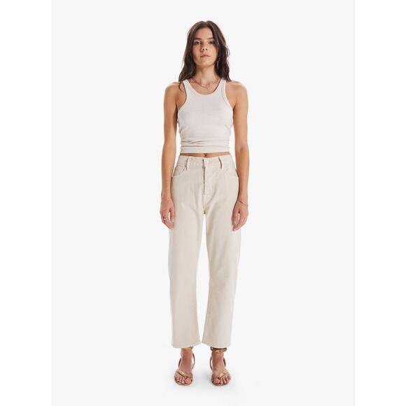 Mother The Ditcher Crop Size 25 Chalk Tapioca Beige Cream Relaxed Denim Jeans - Picture 5 of 16